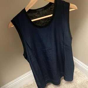 J Crew Navy and Black Silk & Linen Tank Top L NWOT